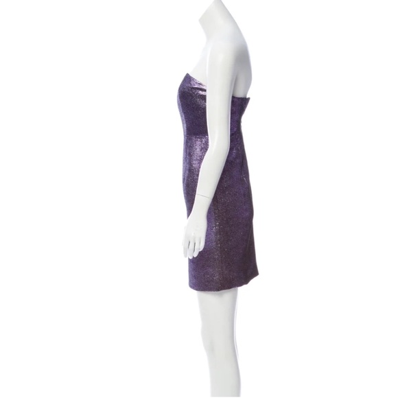 NWT Tibi chrome Purple Wool blend Strapless dress - Picture 4 of 7